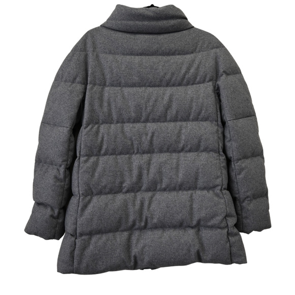 Aether Chelsea Puffer Coat Medium Gray Wool Full Zip Jacket Pockets Down Filled - Picture 4 of 6